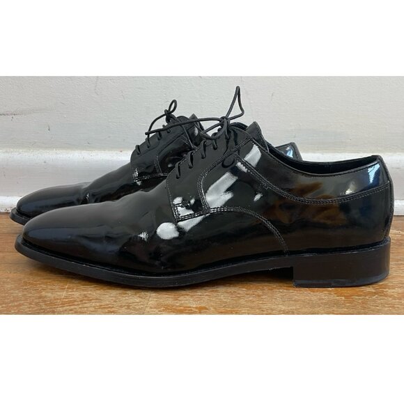 Vintage Mens Cole Haan Dress Shoes Size 11 Black Patent Leather Lace Up Derby main image 2